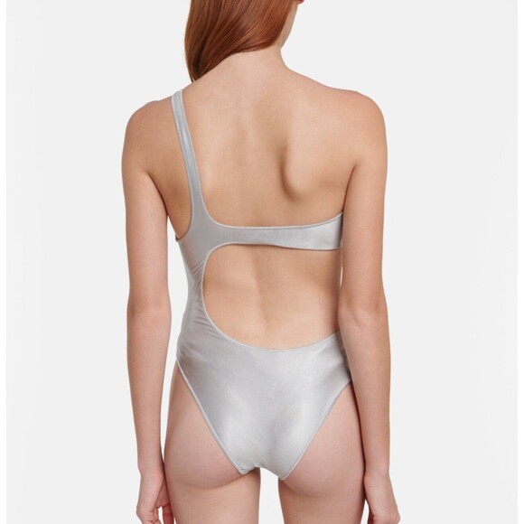 Oseree Glow One Shoulder Swimsuit In Silver SS Sm New W/O Tag - Picture 3 of 12